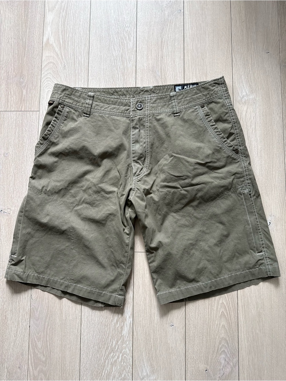 KUHL Hiking Utility Shorts Men’s 34” Olive Vintage Dye Outdoors Camp